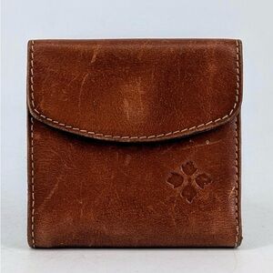 Patricia Nash Reiti Brown Leather Trifold Wallet with Kisslock Coin Pouch